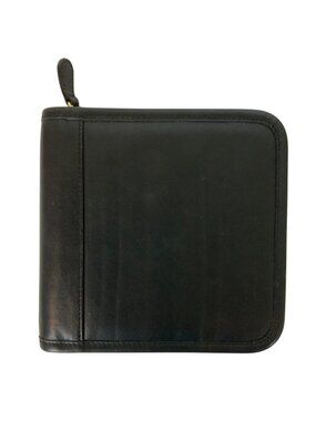 Coach Leather Black Zippered CD Holder Organizer Embossed Logo Multiple Sleeves